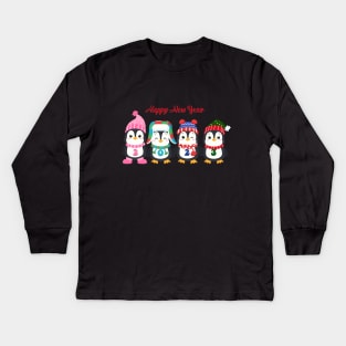 Happy new year penguins Kids Long Sleeve T-Shirt